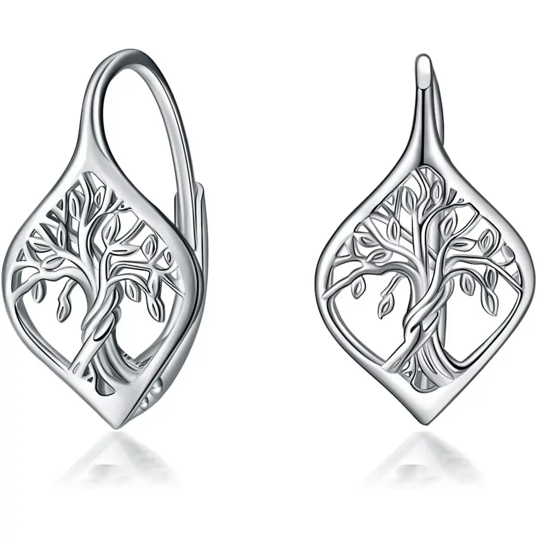 TOUPOP Leverback Earring for Women Sterling Silver Dangle Drop Hoop Earrings for Women Birthday Anniversary Christmas Gifts