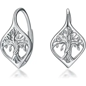 TOUPOP Leverback Earring for Women Sterling Silver Dangle Drop Hoop Earrings for Women Birthday Anniversary Christmas Gifts