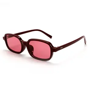 Square Full Frame Retro Multifunctional Casual Women's Fashion Glasses Unisex Daily Wear Street Photography Travel Accessories Burgundy Frame Red Lenses