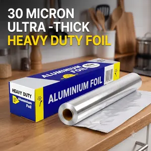 Disposable Heavy Duty Aluminum Foil Roll - 30 Microns Extra Thick, 12 In x 223 Ft (223 SQFT), Commercial Grade Strong Foil for Cooking, Baking, Catering