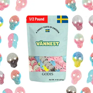 Susa Swedish Candy 1/2 lb Skulls Mix With Bubs Vegan Gummies Sour Bonbon Mix