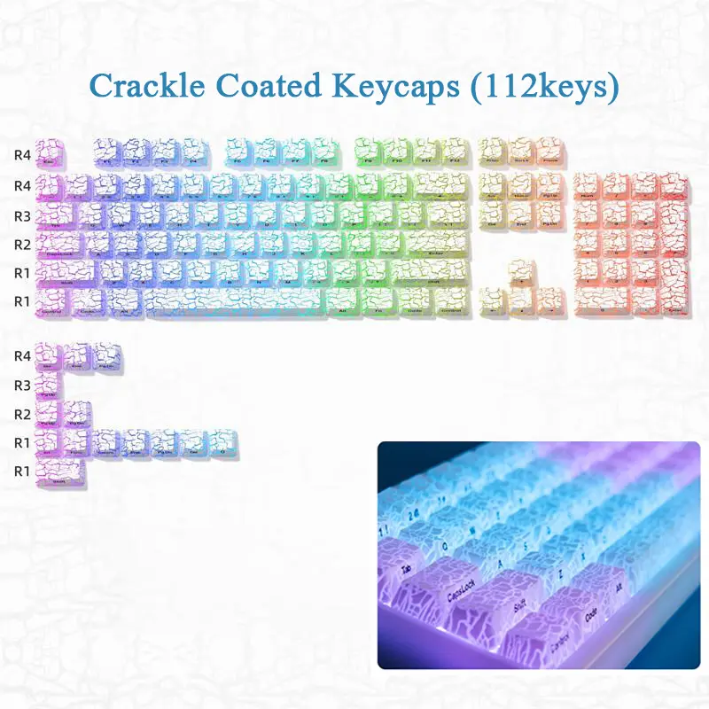 Crackle Coated Keycaps (112keys)