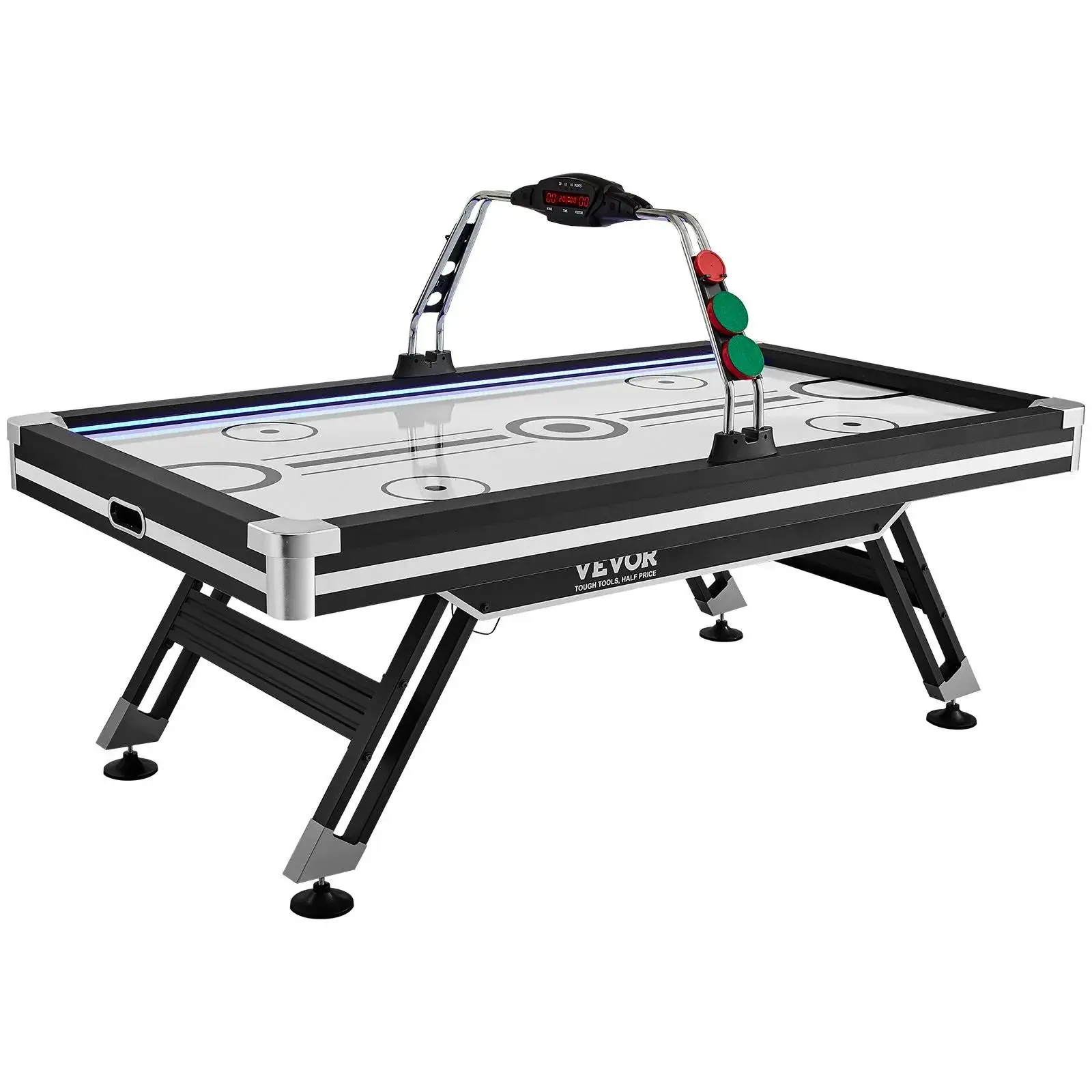 【Summerfinds】VEVOR Air-Powered Hockey Table,  89" Indoor Hockey Table for Kids and Adults, LED Sports Hockey Game with 2 Pucks, 2 Pushers, and Electronic Score System, Arcade Gaming Set for Game Room Family Home