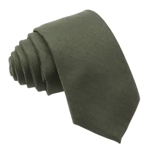 TIE MOOD Martini Olive Green Solid Necktie, Bow Tie & Pocket Square Collection