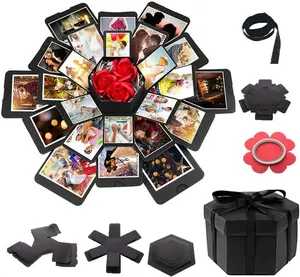 Explosion DIY Gift Box Set, Surprise Exploding Love Box for Couples, Sentimental Gift for Wedding, Birthday, Scrapbook Style Photo Album, Memory Box