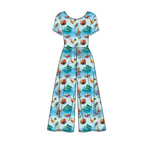 [PREORDER] Beyond the Reef Bamboo Wide Leg Jumper | Short Sleeve | Ocean Print | Pure Bambinos