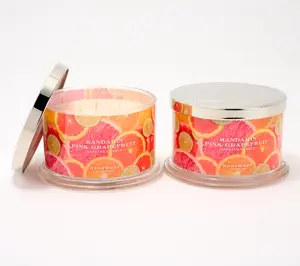Homeworx by Slatkin + Co. S/2 18oz Mandarin Pink Pink Grapefruit