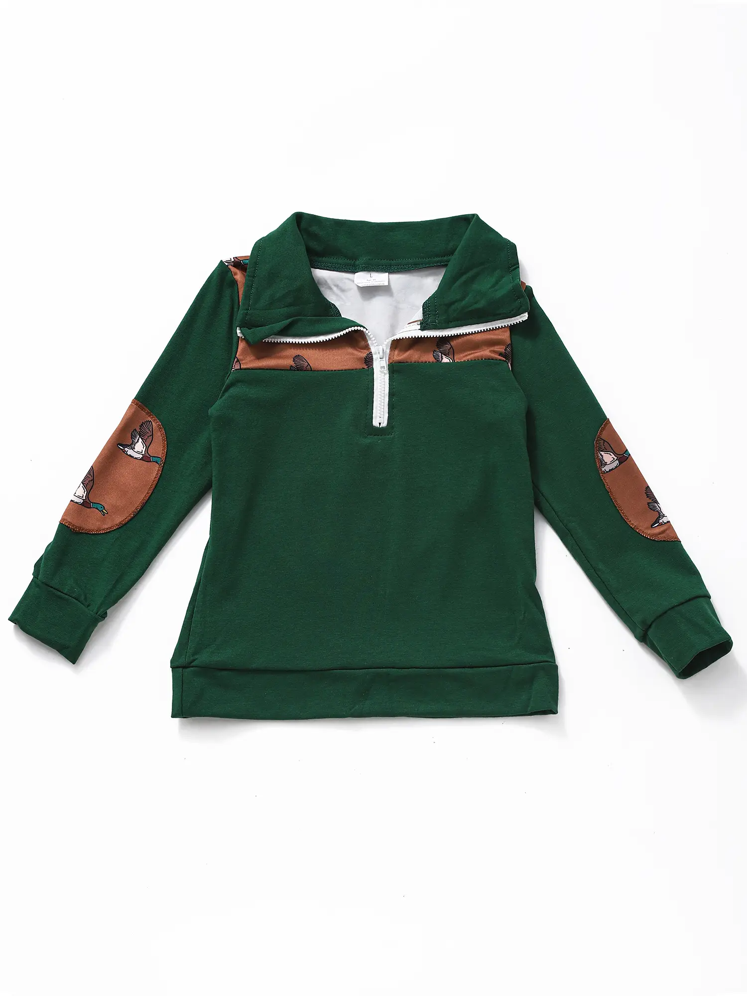 Green Duck Print Long Sleeve Boy Sweatshirts