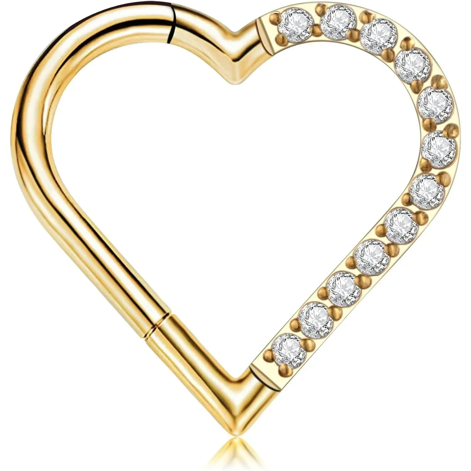 Heart Daith Piercing Jewelry 16G 8mm 10mm Left Ear - ASTM F136 Titanium Clicker Daith Earrings for Women & Men