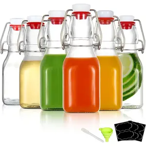 4oz Swing Top Glass Bottles,Small Flip Top Glass bottles with airtight Caps for Home Brewing,Kombucha,2nd Fermentation,Kefir,Beverages,Soda,Oils,Vinegar,Limoncello,Vanilla extract 6 Pack
