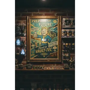 [FAST SALE UP TO 45%] Vault-Tec Vault Boy Poster, Fallout Retro Propaganda Wall Art, Vintage Wasteland Print, Video Game Decor, Gamer Gift Various Styles, Unframed - Print Only