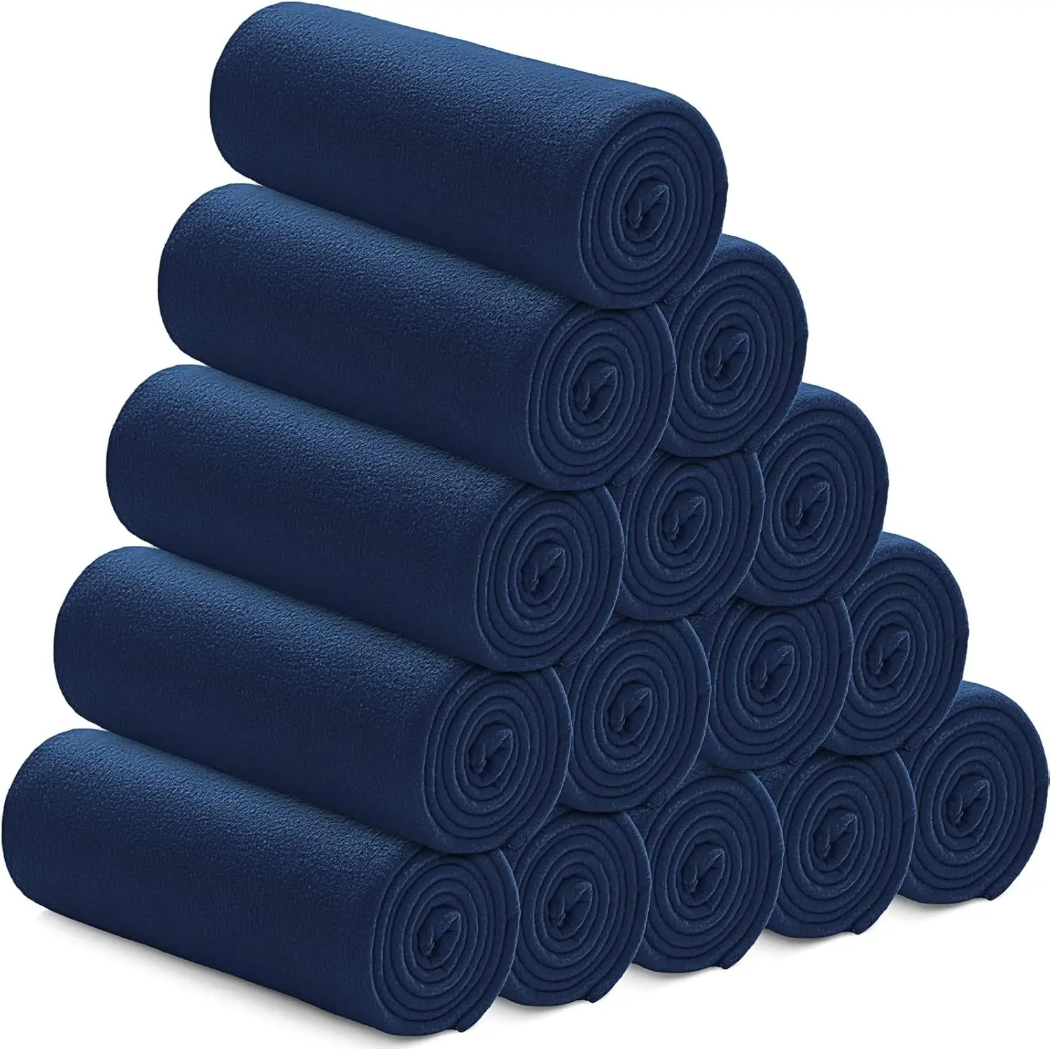 15 Pack Fleece Blankets Bulk 50 x 60 Inch Double Sided Ultra Soft Fleece Throw Blankets Bulk Lightweight Warm for Airplane  Office Wedding Gifts Outdoor Use (Navy Blue)