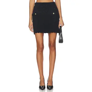 Ganni Chenille Crochet Skirt in Black