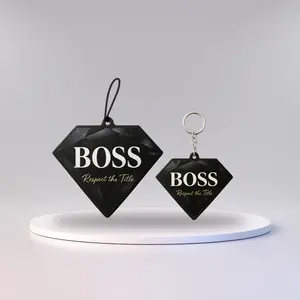 Inspirational Luxury Car Air Freshener & Keychain Bundle –  “Essentials by Mery” Collection for Motivation & Positive Energy (Boss – Black Ice)