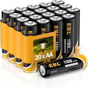 Solar AA Battery Rechargeable Batteries for Outdoor Solar Lights, 1300mAh NIMH Pre-Charged 1.2V Recharge up to 1200x Times for Garden Landscaping String Lights, Pack of 12