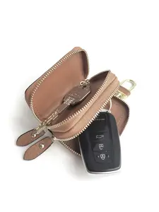 New Genuine Leather Dual Layer Car Key Holder, Premium Cowhide Key Case, Business Style, All Season Use, No RFID Blocking Feature, Car Key Accessory