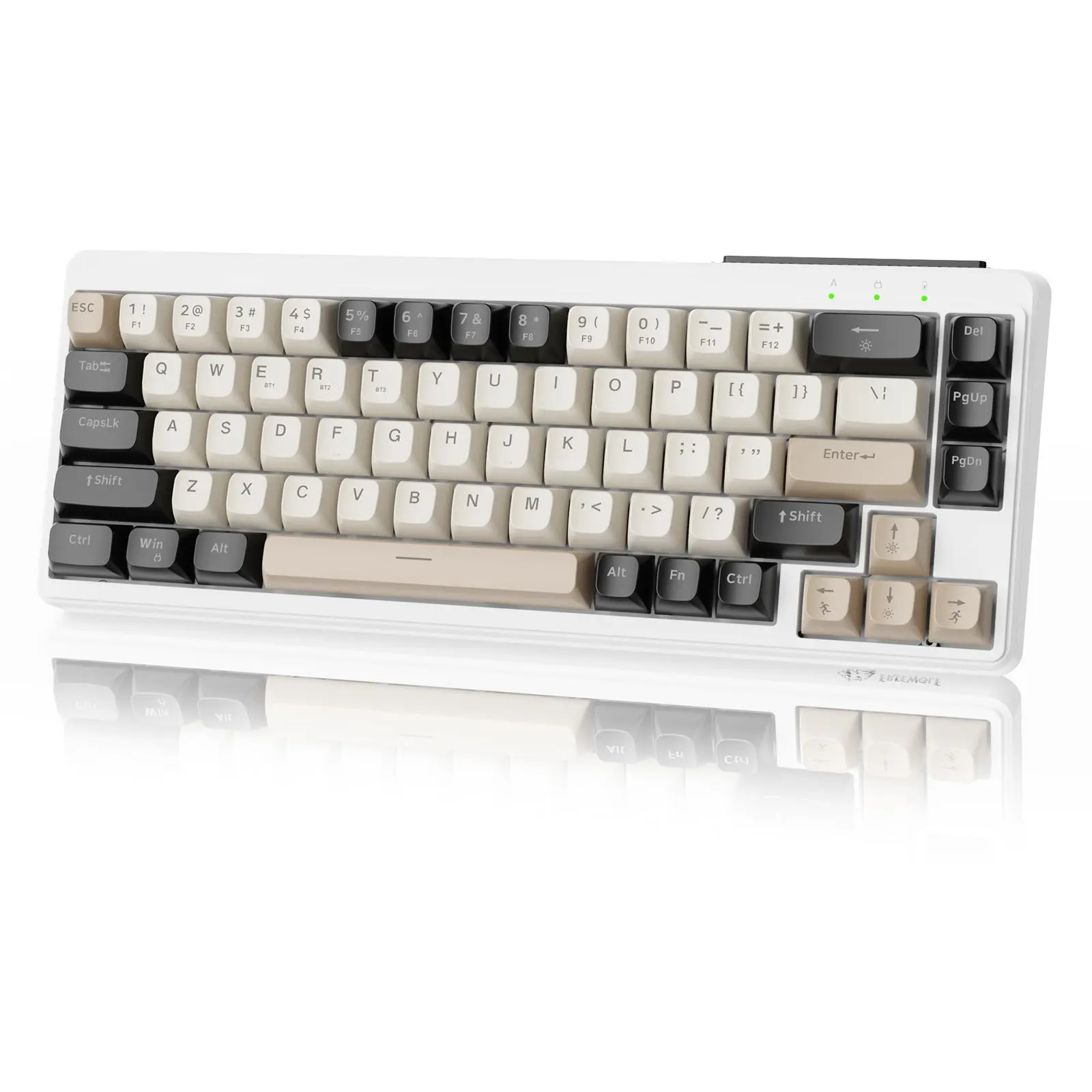 FREEWOLF M68 65% Wireless Gaming Keyboard, Wireless Computer Keyboard,Bluetooth/2.4GHz/ Wired Tri-Mode Silent Membrane Keyboard,PBT Keycaps,2000mAH Rechargeable,67 Keys Rainbow LED Backlit PC Gaming Keyboard, Light Up Keyboard for Win/Mac