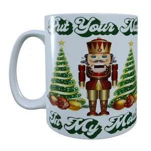 Put Your Nuts In My Mouth 15 oz Ceramic Mug - Microwave & Dishwasher Safe Drinkware with Nutcracker Design