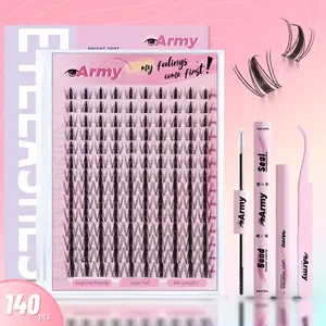 ArmyBeauty Spiky individual lash Clusters Kit/ Volume Style, Manga Style, Natural Daily/ Waterproof&Long-Lasting Lashes Cluster Individual Lash Extension/ Beginner-Friendly DIY Lashes with Bond&Seal Remover Extension at Home