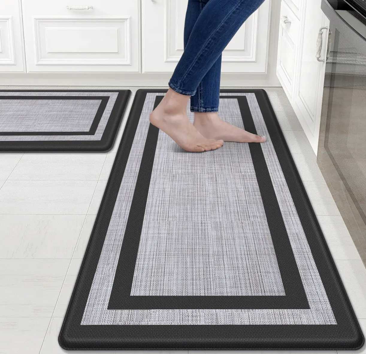 Way Finder - Kitchen Mat [2 PCS] Cushioned Anti-Fatigue, Waterproof Rugs Ergonomic Comfort Standing Mat