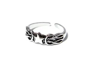 Weave Pattern w/ Star and Moons Center Adjustable Mid Ring / Toe Ring