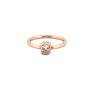 14K Gold Emerald Bezel Diamond Solitaire Band