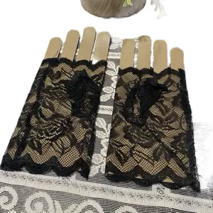 Elegant Black Lace Fingerless Dress Gloves ~ One Size Fits All
