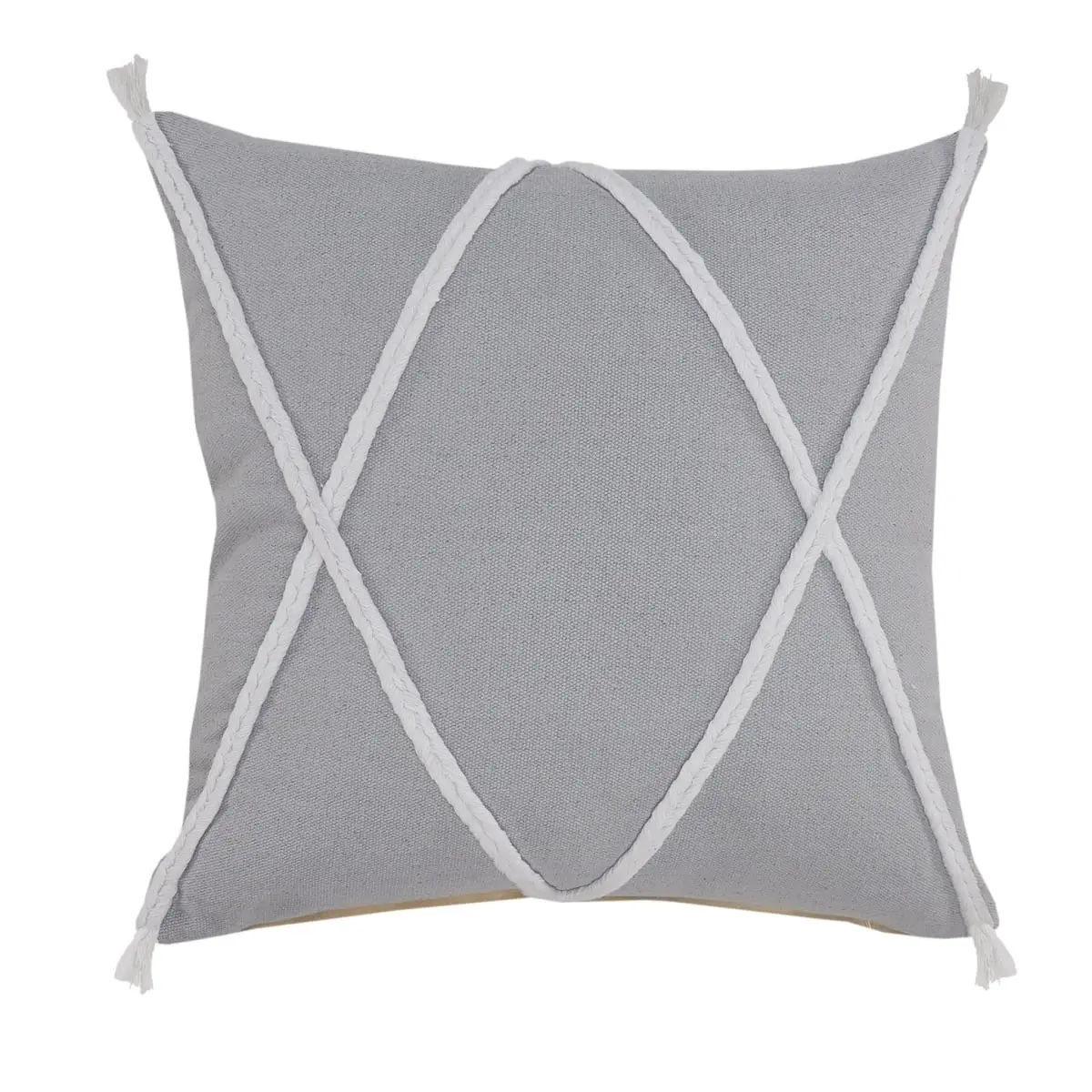 HomeRoots Set of 2 Gray Coastal 4x20x20 in. 100% Cotton Zippered Square Cushions - Home Decorative, Soft Touch Zippered Throw Pillows, Square Cushion, Home Decorative Cushion