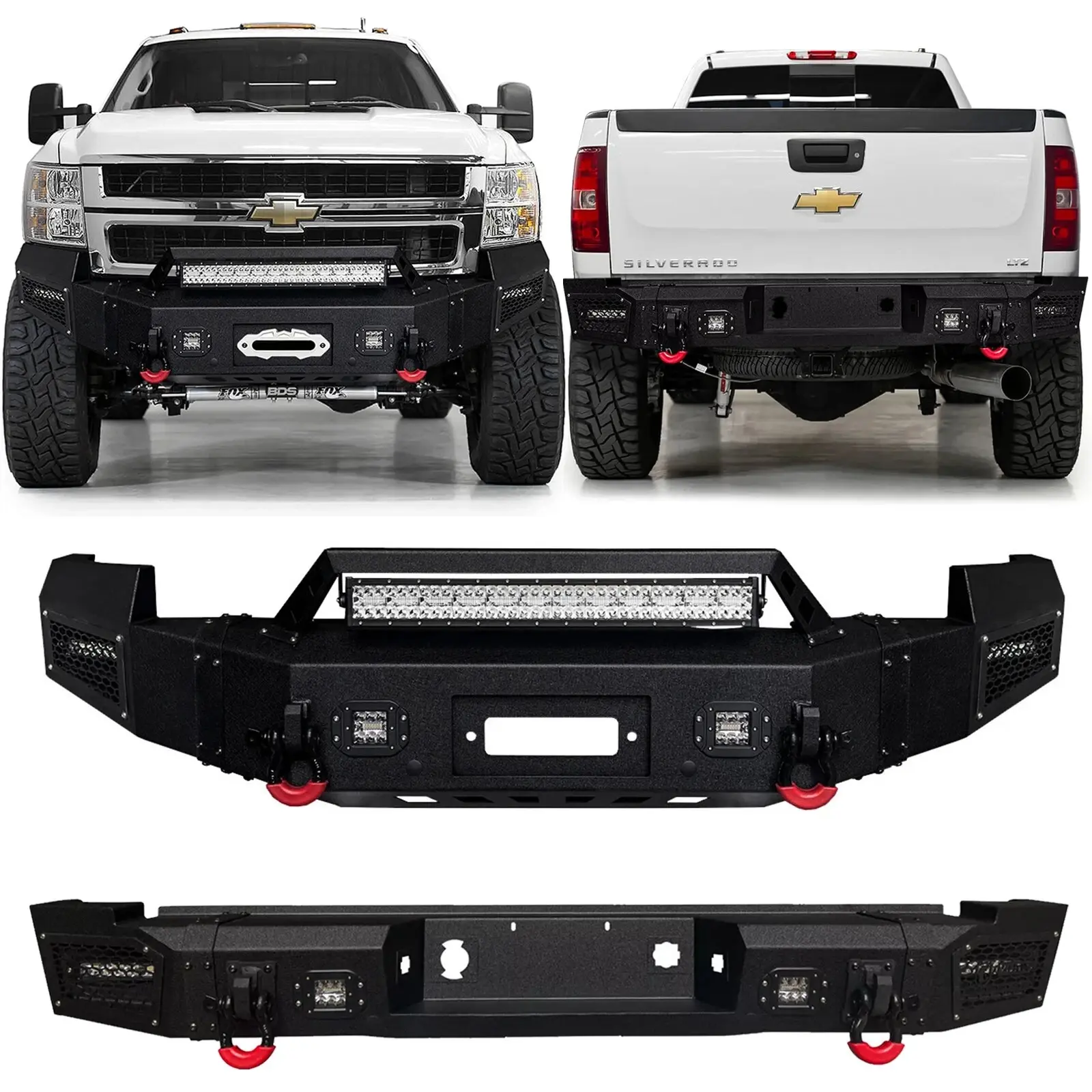 Vijay For 2007-2010 Chevy Silverado 2500/3500 HD Front/Rear Bumper W/Winch Plate