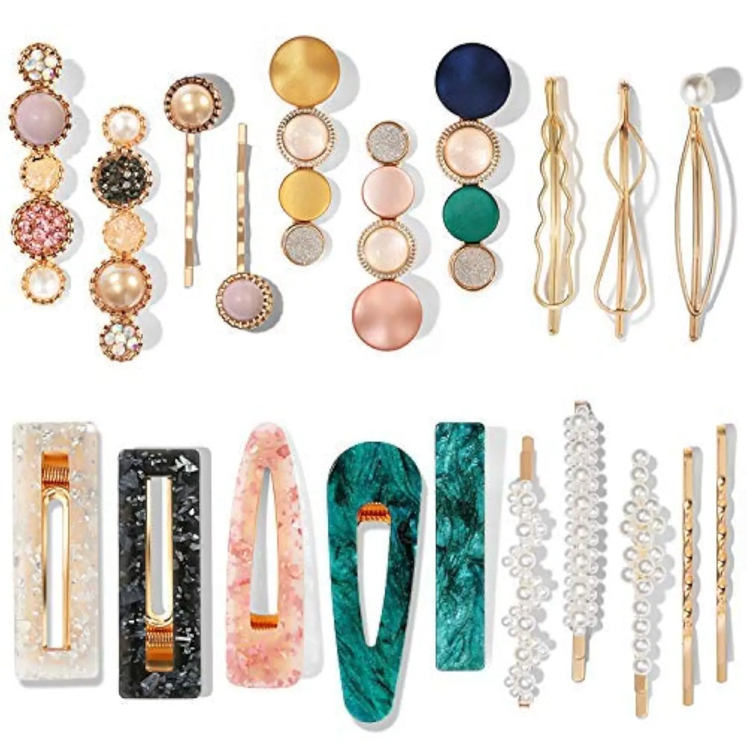20 Pcs Macaron Pearl Hair Clips Set, Cute Acrylic Resin Barrettes and Bobby Pins, Fashion Hairpins for Women Girls, Decorative Styling Accessories for Wedding, Party & Daily Wear