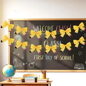Graduation Party Decorations Felt Pencil or Crayon Shaped Bow Banner Back to School Garland Grad Backdrop for Classroom Ambience Grad Party Celebration End of School Party Teacher First & Last Day of School Banners Class of 2026 Grad Season Photo Props