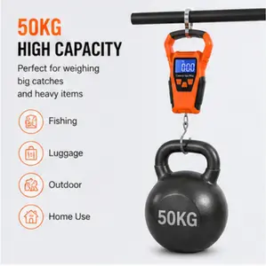 Fishing Digital Scale with Ergonomic Grip and Built-in Tape Measure, 110lbs Portable Fish Weigher with LCD Display