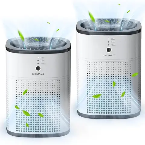 Chivalz 2-Pack True HEPA Air Purifier Fragrance Machine for Bedroom, Desk - 3-in-1 Filter, 1-Button Control, Sleep Mode, Removes Dust, Smoke, Pollutants, Odors, Simple Setup, Replacements Compatible (Ideal for Friends, Family, Household Items)