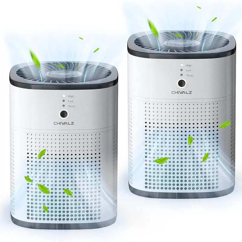 Chivalz 2-Pack True HEPA Air Purifier Fragrance Machine for Bedroom, Desk - 3-in-1 Filter, 1-Button Control, Sleep Mode, Removes Dust, Smoke, Pollutants, Odors, Simple Setup, Replacements Compatible (Ideal for Friends, Family, Household Items)