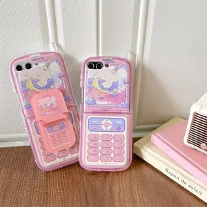 For Samsung Galaxy ZFlip7 FE ZFlip6 ZFlip5 ZFlip4 ZFlip3 Protective Case Retro Pink Mobile Phone Case Back Cover Shell