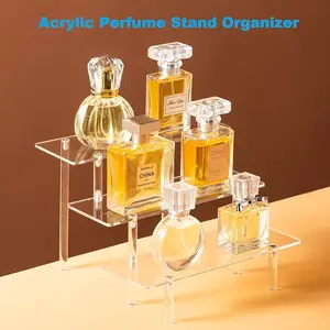 Clear Acrylic Perfume Display Stand Organizer, 3 Tier Gift Racks Shelf Fitting Standing
