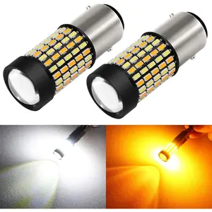 Super Bright White Amber Dual Color Switchback 1157 2057 2357 7528 LED Bulbs with Projector for Car Front Turn Signal Parking Lights