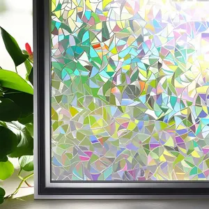 Window Privacy Film, Sun Shade Film, 1 Roll 3D Static Stained Glass Cling Tint for Home Heat Control, Non-adhesive Window Film, Decorative Window Sticker, Ornaments