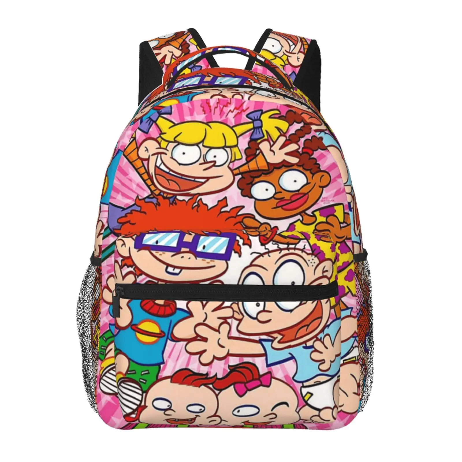 Rugrats All-Over Print Backpack Large Capacity Rugrats Everyday Carry Bag for Daily Errands Outdoor Activities Casual Workdays, Cartoon Goth Rugrats Merch Laptop Daypack School Bag for Men Women Students & Gift Giving