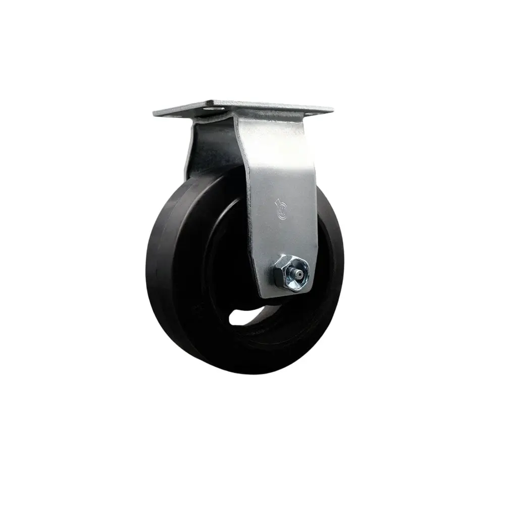 Service Caster SCC-20R420-RSB Heavy Duty Rigid Plate Mount Caster, Black, 4x2 in Concrete Rubber-Metal Rubber-on-Cast Iron Double Ball Bearing Heat Treated Raceways Wheel for Industrial, Commercial Equipment