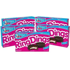 Drake's Ring Dings, 5 Boxes, 40 Individually Wrapped Ring-Shaped Devils Food Cakes