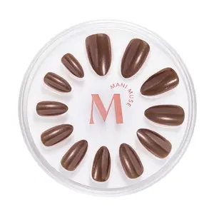 Mani Muse You Choco-alot – Brown Glazed Short Almond Press-On Nails, Reusable Glue-On Set