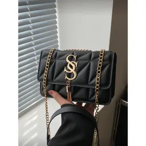 Fashion Plain Quilted Flap Small Square Bag, PU Chain Crossbody Bag, Women's Tassel Decor Mini Shoulder Bag Wallet, Perfect for Shopping, Fashionable Crossbody Bag