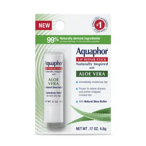 Aquaphor Lip Repair Stick Naturally Inspired with Aloe Vera 0.17oz Nourishing Formula for Dry Lips Moisturize and Soothe Chapped Lips with 99% Naturally Derived Ingredients Smooth Fragrance