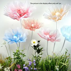Artificial Poppy Flower, 1 Count Colorful Fake Poppy, Lifelike Artificial Flower, Decorative Flowers for Home Party Wedding, Outdoor Holiday Decoration Display Giant Gauze Fake Poppy, Fruit