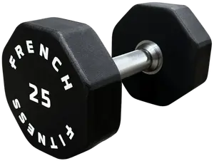 French Fitness Urethane 8 Sided Hex Dumbbell 25 lbs - Single (New)