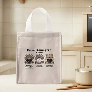 Panda Bear Pattern Handbag Lunch Bag, Women's Casual Shoulder Bag, Large Capacity Camping Student Picnic Food Drink Bag