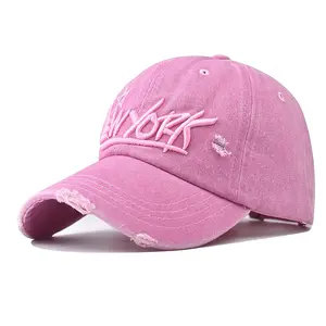 1pc Baseball Cap with The Letters 'New York', Stylish And Simple, Featuring a Distressed Look with a Five-Pointed Star Design, Suitable for Outdoor Activities Like Hiking, Camping, Beach Outings, Street Painting, And Playing Ball.