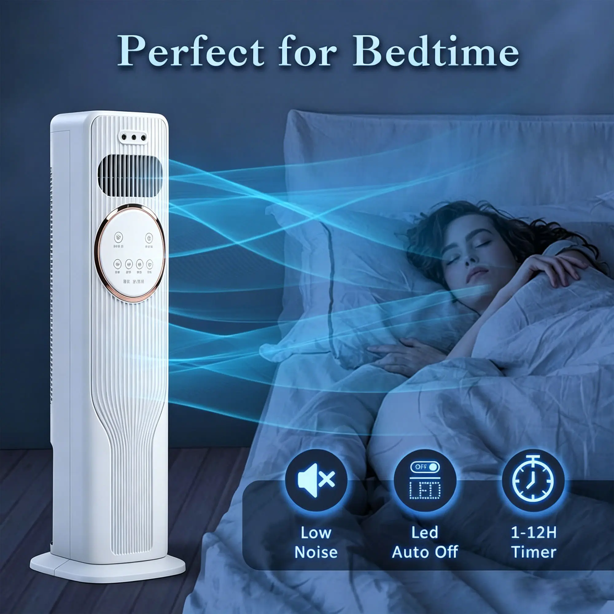 Multifunction Silent AC Tower Fan, Built-in Remote Control Evaporative Air Cooler with 120° Oscillation, 3 Speeds, Ice Packs, Portable for Bedroom, Home Use, Multifunction Cooling Fan, Silent Cooling Fan
