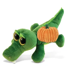 DOLLIBU Polyester Stuffed Alligator Plush Toy - 6" Big Eye Plush Pumpkin Design